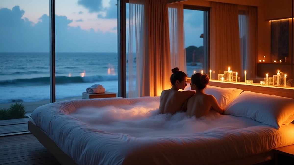 Romantyczny weekend dla dwojga z jacuzzi w pokoju nad morzem