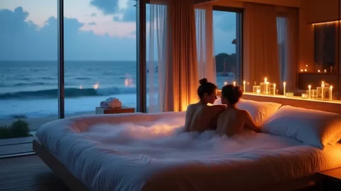 Romantyczny weekend dla dwojga z jacuzzi w pokoju nad morzem